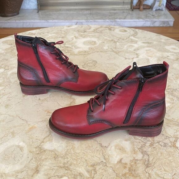 Remonte Double Laces Leather Ankle Boots - Picture 5 of 13